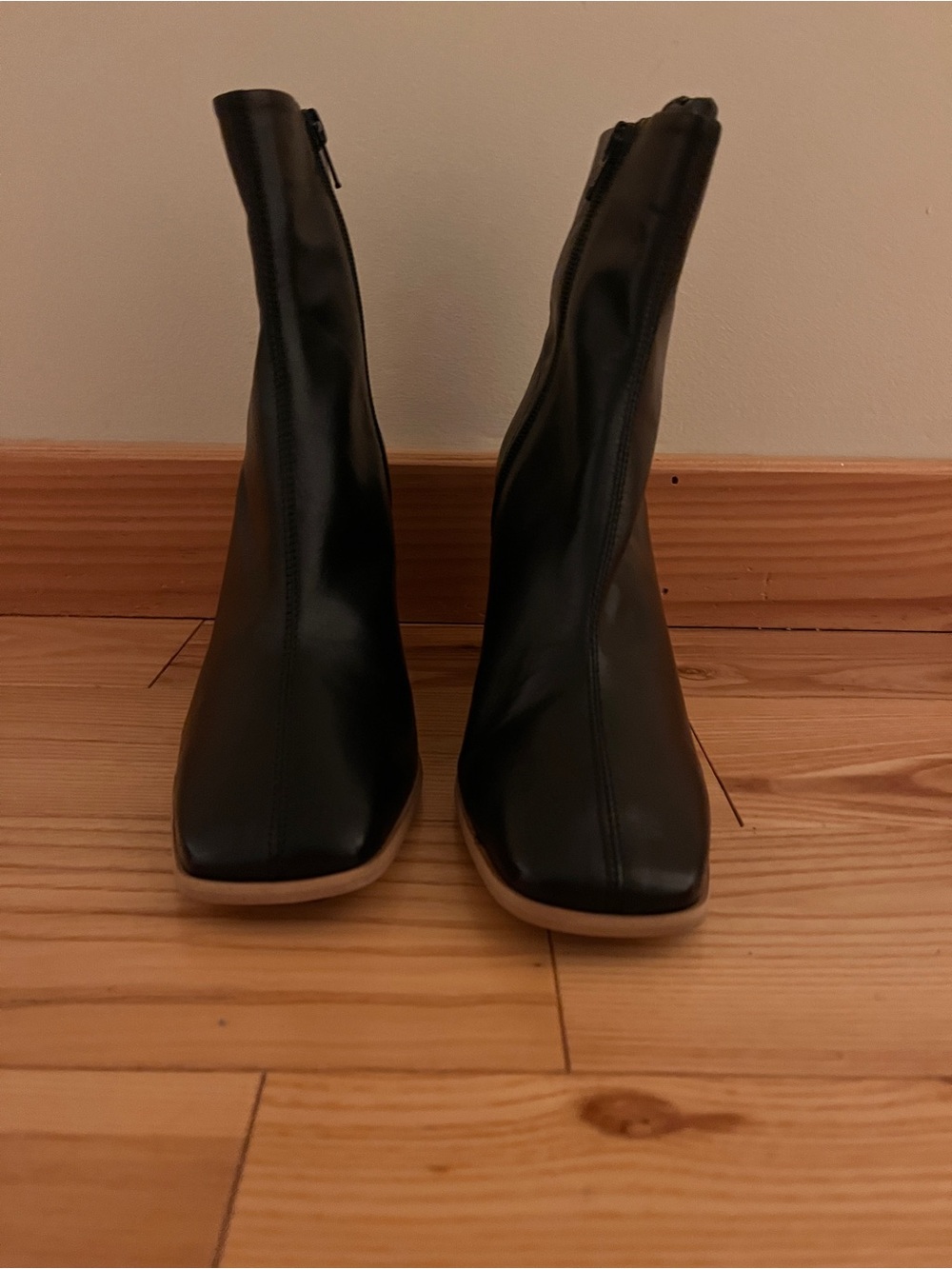 Free People Sienna Black Square-Toe Side Zip Ankle Boots